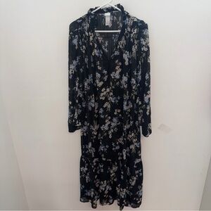 Floral Black and Blue Women's Abaya